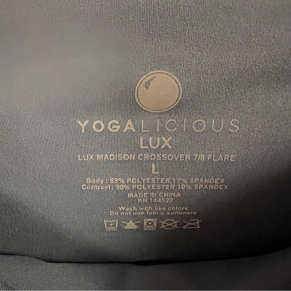 Yogalicious Lux Madison Crossover Waist 7/8 Flared Leggings Size Large Blue NEW - Picture 6 of 9